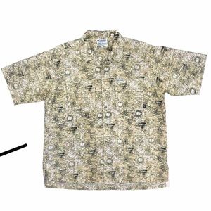 Columbia GRT Short Sleeve Shirt Map Compass Print Outdoor Safari Size Size XL
